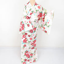 Load image into Gallery viewer, Hiromichi nakano Hiromitinakano Komon Washable kimono pattern white lined lined wide collar M size polyester 100 % Casual height 161cm