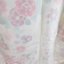 画像をギャラリービューアに読み込む, hiromichi nakano ヒロミチナカノ 小紋 洗える着物 牡丹に花柄 白色 袷 広衿 Mサイズ ポリエステル100％ カジュアル 身丈161cm