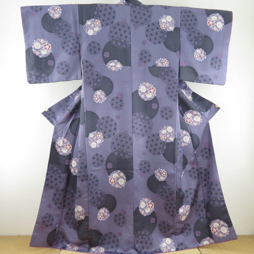 hiromichi nakano Hiromitinakano Komon Washable kimono flower circle purple lined lined lined collar M size color back polyester 100 % casual height 161cm