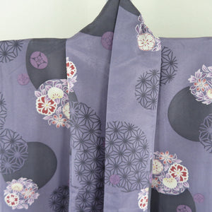hiromichi nakano Hiromitinakano Komon Washable kimono flower circle purple lined lined lined collar M size color back polyester 100 % casual height 161cm