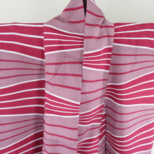 Load image into Gallery viewer, hiromichi nakano Hiromitinakano Komon Washable kimono modern striped lined lined lined wide collar L back polyester 100 % casual height 164cm