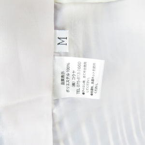 小紋 洗える着物 縞に桜柄 白・紺色 袷 広衿 Mサイズ ポリエステル100％ カジュアル 身丈162cm