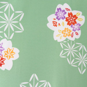 Kimon Washable kimono cherry blossom pattern green lined lined wide collar L size polyester 100 % casual height 167cm