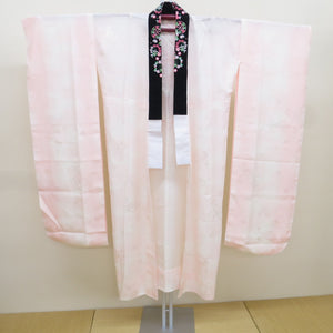 Baseball pure silk kimono for kinge sleeve for kinge sleeve pink blur Embroidery Half -collar Status height (from shoulder) Approximately 3 shaku 6 inch 5 minutes Sleeve width about 33.5cm (3 shaku 6 inch 5 minutes) 138.7cm beautiful goods