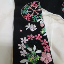 Load image into Gallery viewer, Baseon pure silk kimono for kimono pink blur Embroidery with half -collar tall height (from the shoulder) about 3 shaku 6 inch 5 minutes