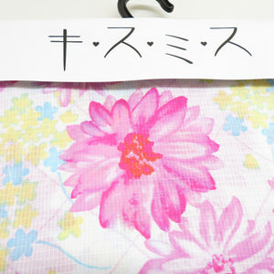 XMISS Kissmith Yukata Flower and Hydrangea Pattern White / Purple 100 % Cotton Red Ume Summer Yukata Summer Festival Fireworks 165cm