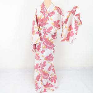 Summer kimono small crest Washed kimono and leaf sentence white cloth Bachi Bachi collar F size polyester 100 % Casual Numbers Power 163cm