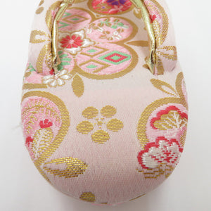 Selver Girls Children's Sales Light Pink x Gold Ume Flower Pattern Japanese pattern 16cm with Suzu Girl Shichigosan New Year Celebration Children's Kimono Japanese