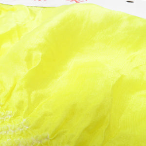 帯揚げ 女児用 正絹 絞り 黄色 松 花 七五三 子供着物用 女の子 祝着小物 お正月 イベント 舞台衣装 和装小物 美品