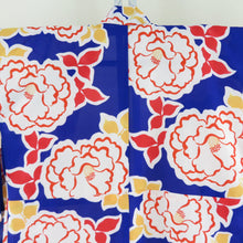 Load image into Gallery viewer, Summer kimono Komon Washing Kimono Kimono Kimono Camellia Blue x Orange x Red F Size Bee Bee Collar 100 % Casual Summer Summer Studio 164cm Beautiful goods