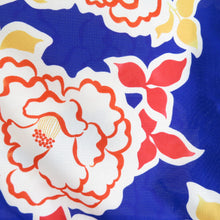 Load image into Gallery viewer, Summer kimono Komon Washing Kimono Kimono Kimono Camellia Blue x Orange x Red F Size Bee Bee Collar 100 % Casual Summer Summer Studio 164cm Beautiful goods