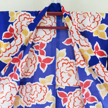 Load image into Gallery viewer, Summer kimono Komon Washing Kimono Kimono Kimono Camellia Blue x Orange x Red F Size Bee Bee Collar 100 % Casual Summer Summer Studio 164cm Beautiful goods