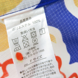 Summer kimono Komon Washing Kimono Kimono Kimono Camellia Blue x Orange x Red F Size Bee Bee Collar 100 % Casual Summer Summer Studio 164cm Beautiful goods