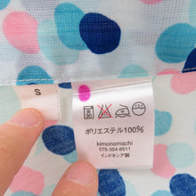 Load image into Gallery viewer, Summer kimono Komon Washable kimono -shaped kimono -shaped binding ball light blue x yellow x pink bee collar s size polyester 100 % Casual summer height 150cm