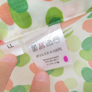 Summer kimono small crest Washable kimono pattern Butterfly pattern yellow -green x yellow x salmon pink color TL size Bachi collar polyester 100 % casual summer life 170cm