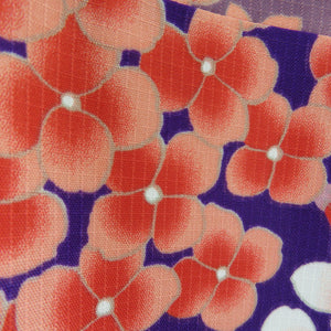 Summer kimono Komon Washable kimono single garment hydrangea pattern purple x yellow x red bee collar polyester 100 % casual summer height 163cm beautiful goods