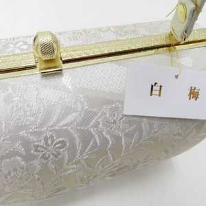 Sandals / Bag Set for Shiraume Made M size Formal Silver x Cream Frequent Flower 24.0cm Made in Japan Cow skin