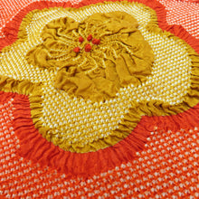 Load image into Gallery viewer, Obi -fried silk squeezed vermilion x ocher plum flower karaba ground pattern Obigue Total squeezing adult ceremony kimono fashionable Japanese dressing accessory length 140cm beautiful goods