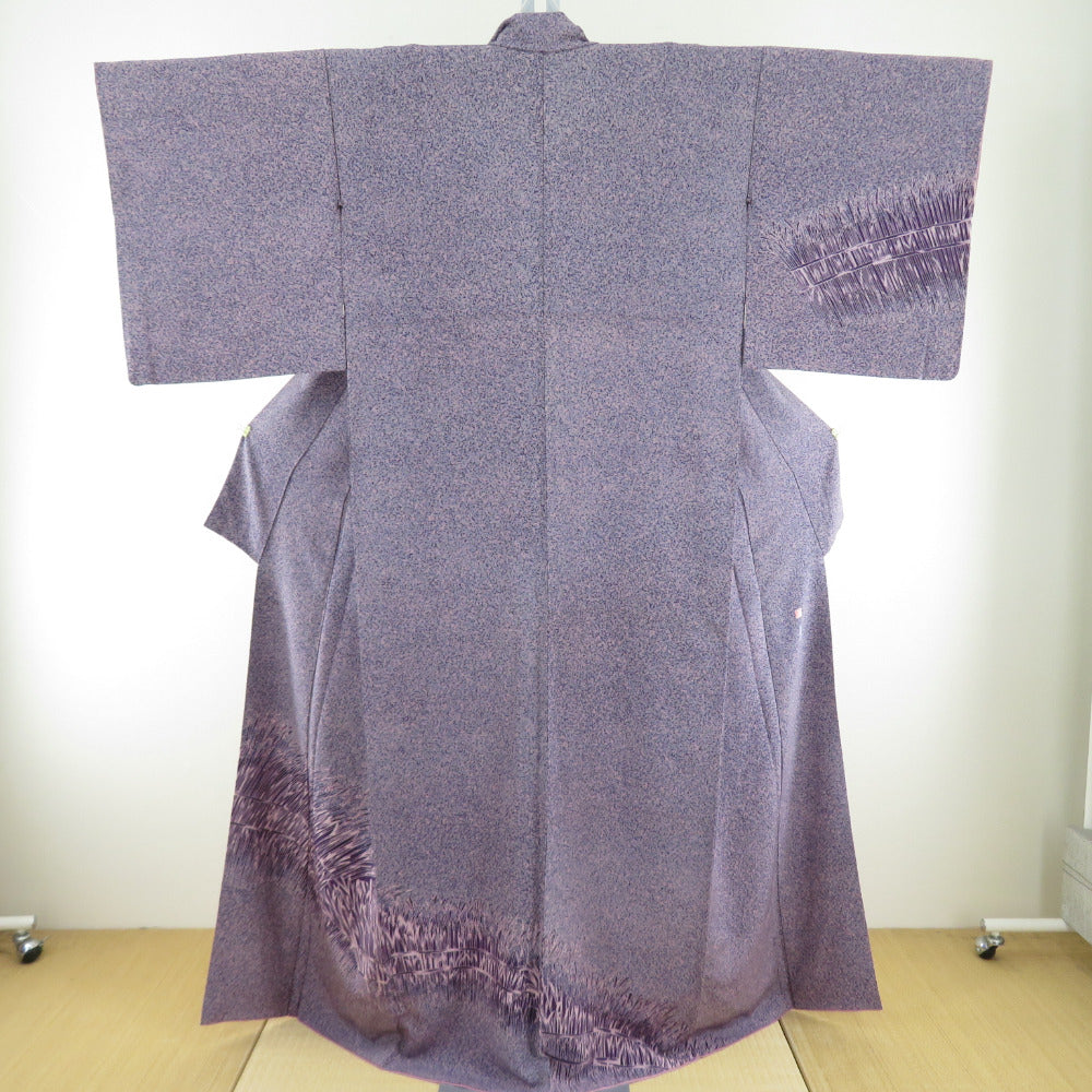 Attached writer dye dye purple pure silk rice ear pattern lined wide collar crest tailoring up 163.5cm beautiful goods