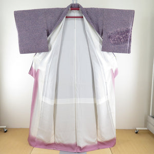 Attached writer dye dye purple pure silk rice ear pattern lined wide collar crest tailoring up 163.5cm beautiful goods