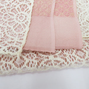 Obi -fried Silk Rayon Race Obigue Pink x White Lace War Wa de Modern Floral Pattern Lace Lame Interpretation Woven Woven Beginning Ceremony Kimono Fashionable Kimono Length 180cm