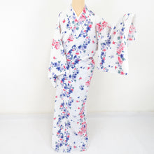 Load image into Gallery viewer, Summer kimono Komon Washable kimono flower sentence white single garment collar f size polyester 100 % casual summer sore 160cm