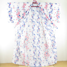 Load image into Gallery viewer, Summer kimono Komon Washable kimono flower sentence white single garment collar f size polyester 100 % casual summer sore 160cm