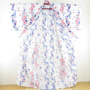 Summer kimono Komon Washable kimono flower sentence white single garment collar f size polyester 100 % casual summer sore 160cm