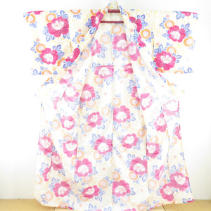 Summer kimono small crest Washable kimono, chrysanthemum, kiku, yellow clothing bell collar F size polyester 100 % Casual summer height 163cm