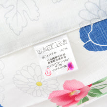 Load image into Gallery viewer, Summer kimono small crest Washable kimono Tsubaki pattern white single garment collar f size polyester 100 % casual summer height 165cm