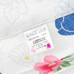 Summer kimono small crest Washable kimono Tsubaki pattern white single garment collar f size polyester 100 % casual summer height 165cm