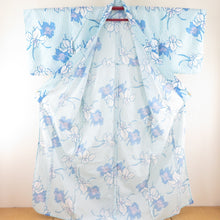 Load image into Gallery viewer, Summer kimono Komon Washable kimono Narcissus bracket white / light blue cloth Bachi collar F size polyester 100 % Casual Numbers Palace 163cm