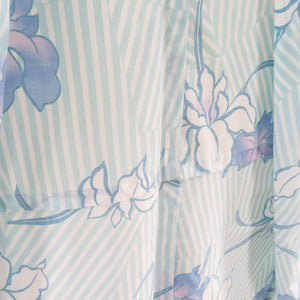 Summer kimono Komon Washable kimono Narcissus bracket white / light blue cloth Bachi collar F size polyester 100 % Casual Numbers Palace 163cm
