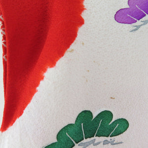 子供着物 女の子用 一つ身 赤色ｘ白色 絞り 折鶴に花文様 フォーマル 女児 七五三 祝着 子供きもの  身丈100.5cm 難あり