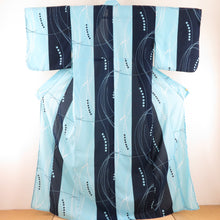 Load image into Gallery viewer, Summer kimono Komon Kimono Washable kimono polka dot sentence pattern Light blue / Navy single clothes Bachi collar F size polyester 100 % Casual Summer Numbers 165cm