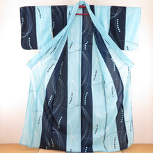 Load image into Gallery viewer, Summer kimono Komon Kimono Washable kimono polka dot sentence pattern Light blue / Navy single clothes Bachi collar F size polyester 100 % Casual Summer Numbers 165cm