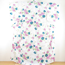 Load image into Gallery viewer, Summer kimono Komon Washable Kimono Tsubaki pattern White Cample Battle collar F size polyester 100 % Casual Summer Numbers 163cm