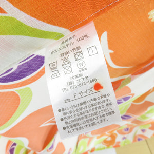 Summer kimono Komon Kimon Kimono Tsubaki pattern White / orange single clothes Bachi collar F size polyester 100 % Casual summer height 164cm