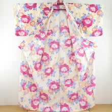 Load image into Gallery viewer, Summer kimono small crest Washable kimono, chrysanthemum, kiku, yellow clothing bell collar F size polyester 100 % Casual summer height 163cm