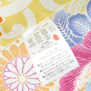 Summer kimono small crest Washable kimono, chrysanthemum, kiku, yellow clothing bell collar F size polyester 100 % Casual summer height 163cm