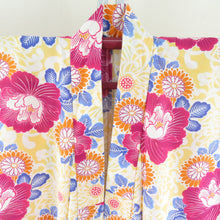 Load image into Gallery viewer, Summer kimono small crest Washable kimono, chrysanthemum, kiku, yellow clothing bell collar F size polyester 100 % Casual summer height 163cm