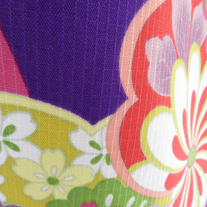 Summer kimono Komon Washable kimono Single garment to the flower pattern purple bee collar F size polyester 100 % Casual Numbers