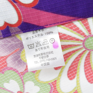 Summer kimono Komon Washable kimono Single garment to the flower pattern purple bee collar F size polyester 100 % Casual Numbers