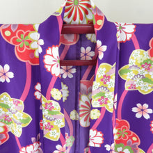 Load image into Gallery viewer, Summer kimono Komon Washable kimono Single garment to the flower pattern purple bee collar F size polyester 100 % Casual Numbers