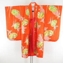 Load image into Gallery viewer, Children&#39;s kimono kids girls for children four lined orange x yellow -green wisteria to Kasunari standing areas pure silk shijin 105cm