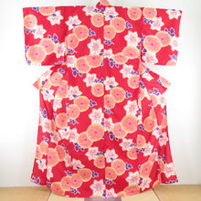 Load image into Gallery viewer, Summer kimono Komon Washable kimono Kimono Kiku chrysanthemum to red bee collar F size polyester 100 % casual summer