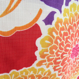 Summer kimono Komon Washable kimono Kimono Kiku chrysanthemum to red bee collar F size polyester 100 % casual summer