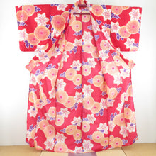 Load image into Gallery viewer, Summer kimono Komon Washable kimono Kimono Kiku chrysanthemum to red bee collar F size polyester 100 % casual summer