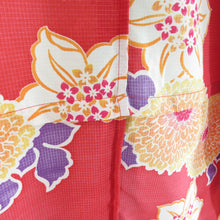 Load image into Gallery viewer, Summer kimono Komon Washable kimono Kimono Kiku chrysanthemum to red bee collar F size polyester 100 % casual summer