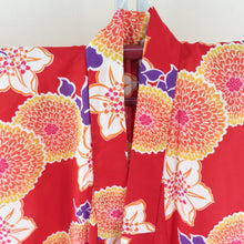 Load image into Gallery viewer, Summer kimono Komon Washable kimono Kimono Kiku chrysanthemum to red bee collar F size polyester 100 % casual summer